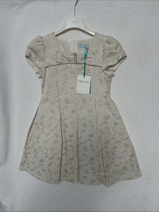 Abel & Lula Other - NWT! Abel & Lula Stunning Cream Party Dress with Gold Sparkle Bow. Fully lined